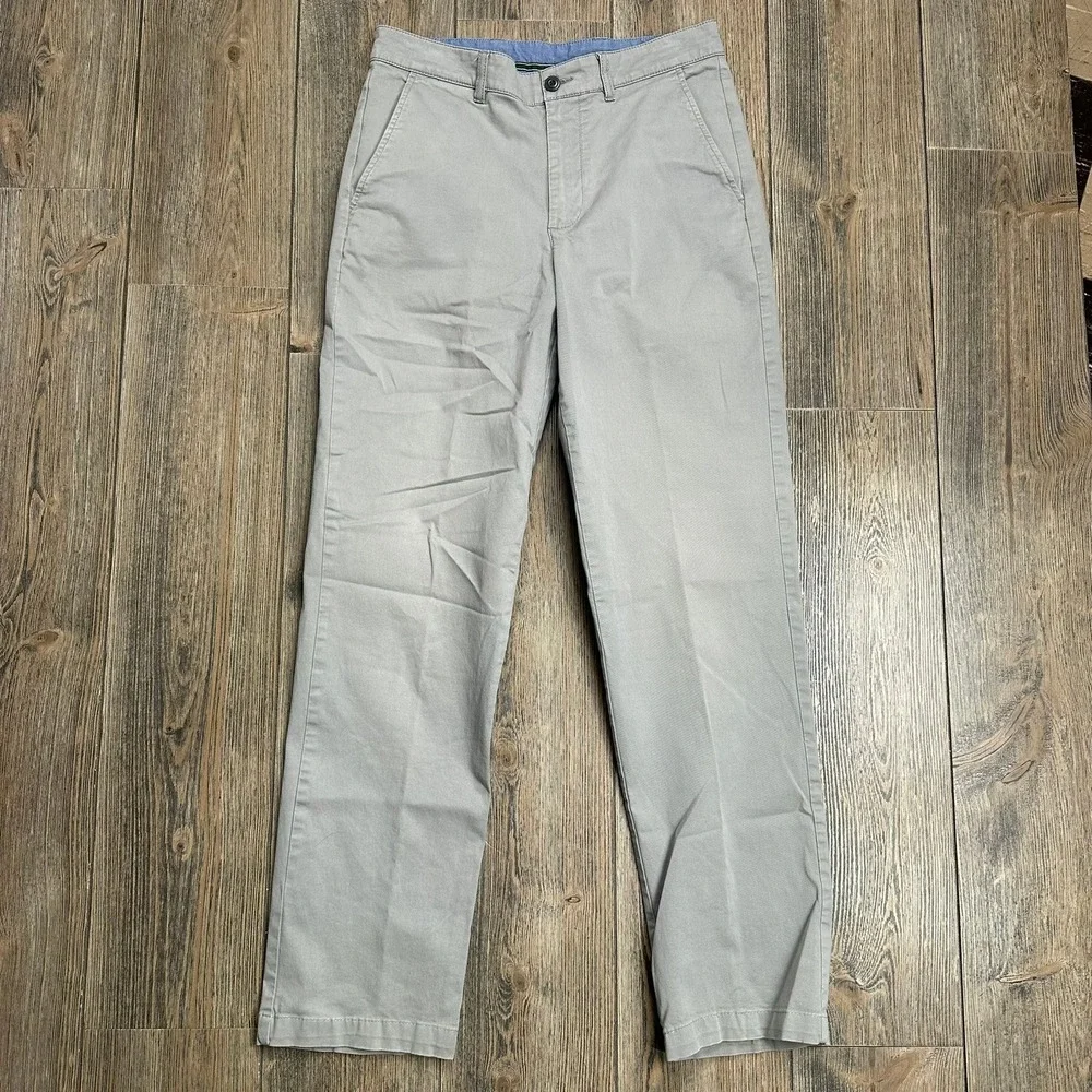 L.L. Bean Natural Fit Flat Front Khakis Chino Pants Men Size 30x31.5 Gray 503737